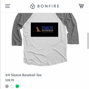 3/4 sleeve baseball T-shirt from YMCN enterprise